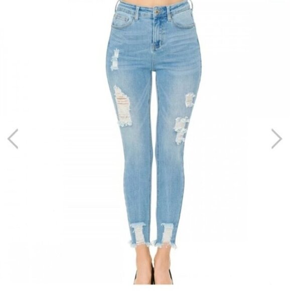 Wax Jean Distressed Ripped Light Wash Skinny Jean - Size 11 / 30 - Picture 1 of 8